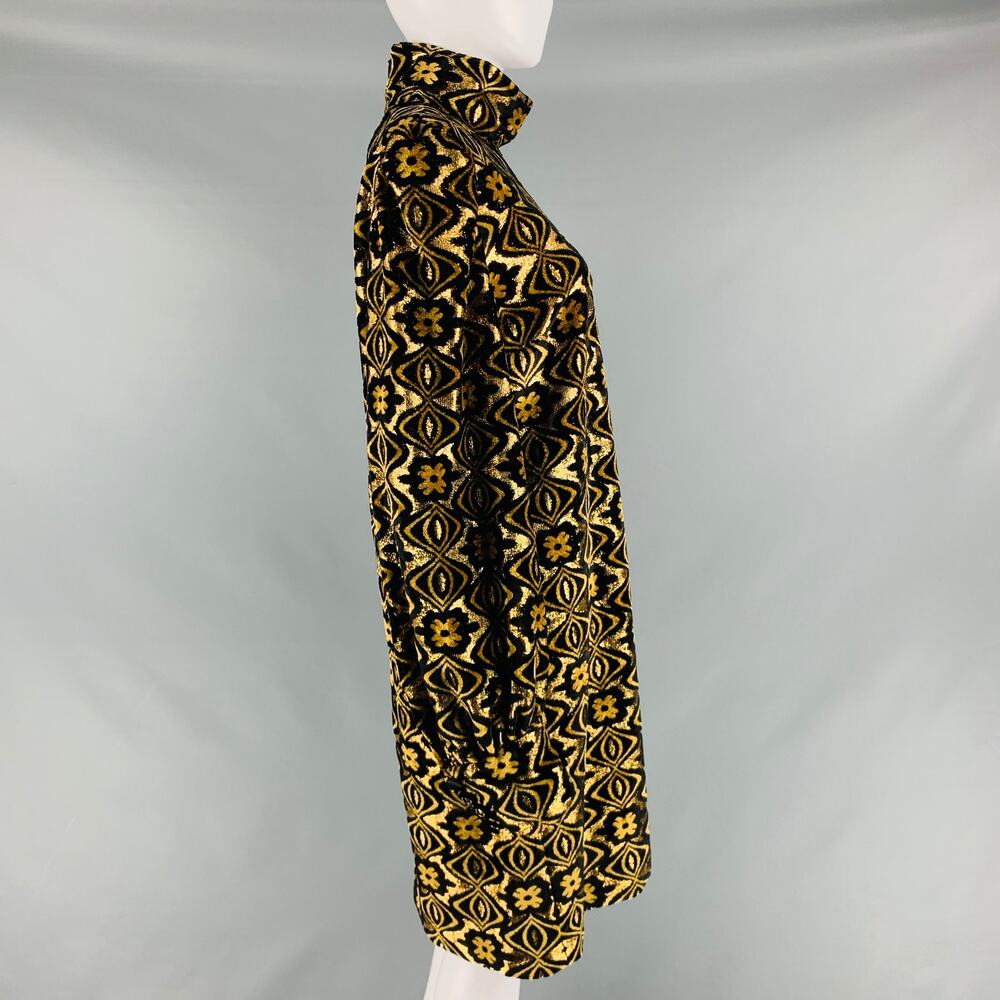 GUCCI Size XL Black Gold Viscose Blend Long Sleeve Cocktail Dress - Picture 5 of 10